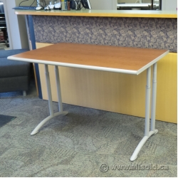 Teknion Cherry Top Height Adjustable 60" x 29" Table, Latte Trim